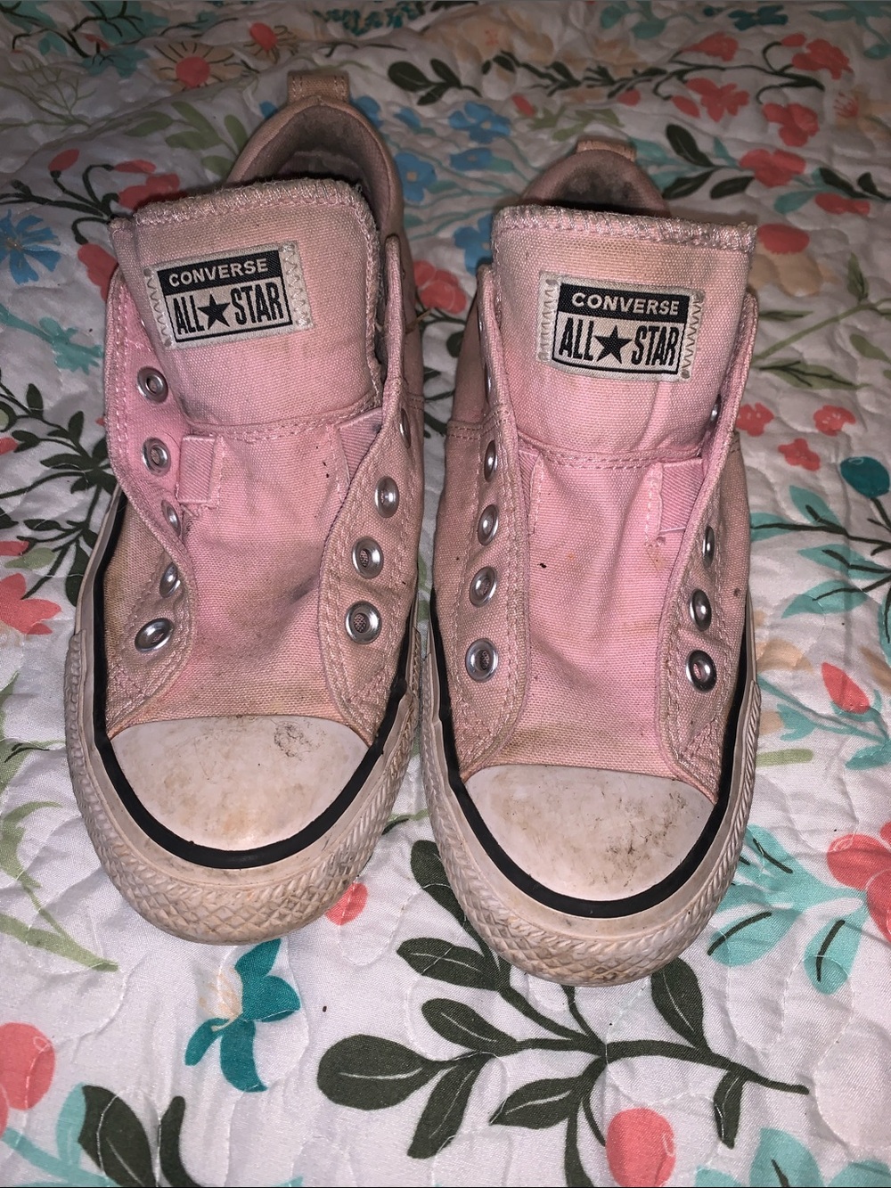 Converse Pink Slip-On All Star Canvas Sneakers NO LACES